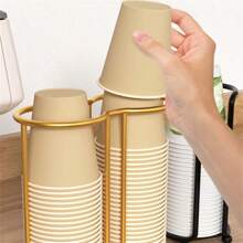 1PC Iron Double Tube Disposable Cup Holder, Space-Saving Tabletop Storage Rack For Wedding, Home, Office, Bar, Cafe - Sturdy, Easy To Use, Convenient Cup Organizer
