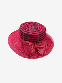 1pc Women's Solid Church Hat, Elegant Street Vintage Bohemian Organza Bow Flat Top Sun Hat, Breathable Outdoor Beach Hat For Women, Suitable For Daily, Street, Party, Travel In Summer - A - View 14