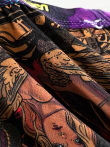 5pcs/Pack 2024 Latest Graffiti Printed Breathable Boxer Briefs For Men - Black - View 4