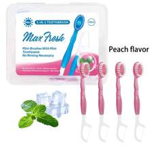 10-Pack Adult Toothbrushes With Mint, Green Tea, Peach Flavored Beads , Compact Head, Alcohol-Free, Unisex-Manual Travel Toothbrush Set For Fresh Breath & Dental Care Back To School - Multiple Colors - View 10