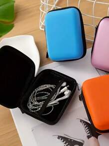 1/2 件波西米亚风格 EVA 耳机盒 - 紧凑型旅行收纳盒，可收纳耳机、充电器、电缆等，配有拉链封口、便携包支架、小袋、电子收纳盒、SD 卡、珠宝盒 - 彩色 - 查看 7