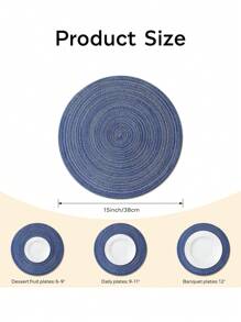 4/6/8 Pcs 15-Inch Round Woven Placemats, Washable Kitchen Table Mats For Family Gathering, Wedding Party (Navy Blue) - Royal Blue - View 8
