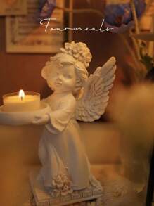 复古欧式天使烛台装饰，美式雕像雕塑小天使女孩书桌摆件，创意家居装饰，浪漫烛光晚餐氛围，适合情人节/婚礼/礼物/客厅/餐厅/酒吧