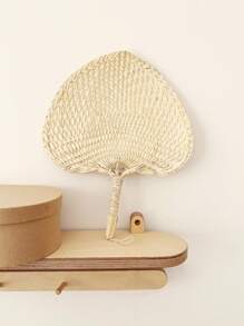 1pc Handwoven Bamboo Fan, Perfect For Babies, Dance Performance, Cooling Handcrafted Woven Straw Fan