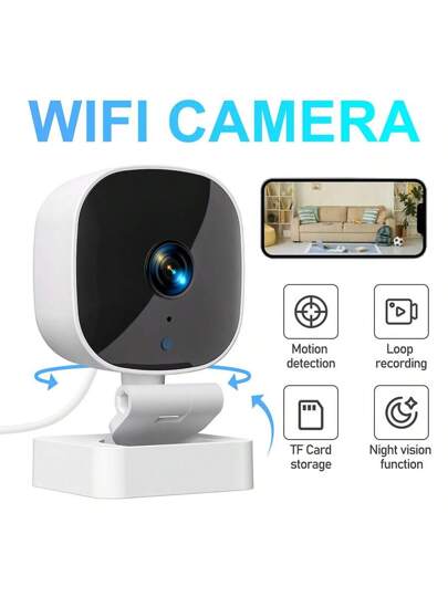 1pc APP Security Camera Indoor, 1080P Pet Camera, Mobile Phone APP, Foldable Home Baby Flexible Installation, Motion Detection, Two Way Audio, Night Vision. view 3