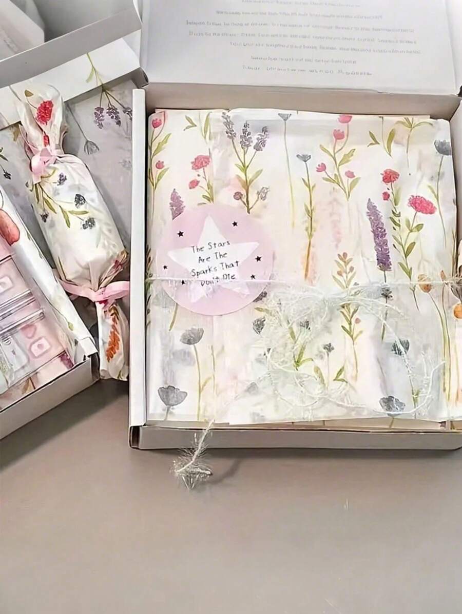 20pcs/10pcs Assorted Color Lavender Floral Wrapping Paper, Floral Packing Paper - For Gift Wrapping, Bouquet Packaging And DIY Projects, Suitable For Birthday, Party And Wedding Decoration, Spring, Bouquet Packaging, Arts And Crafts, DIY, Packaging Bags, And Versatile Decorative Paper For Gift Bag Fillings And Wedding Decoration. - Multicolor - View 1