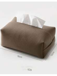 1pc Rectangular Modern Decorative PU Leather Tissue Box Cover, Suitable For Vanity, Nightstand, Living Room, Office Desk And Car