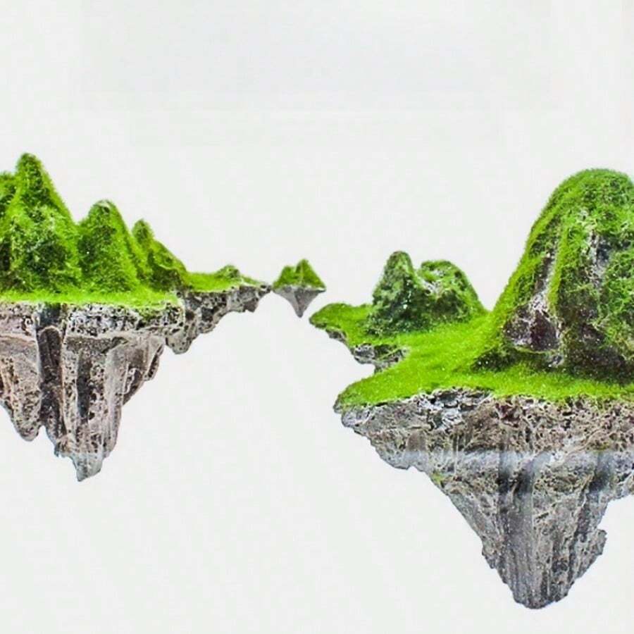 树脂人造山，具有天空之城主题，具有漂浮山脉和人造苔藓，适用于水族馆造景