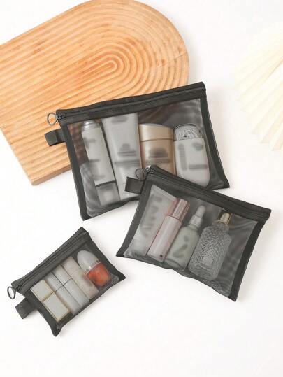 Mesh Makeup Bag Portable Travel Cosmetic Organizer Pouch