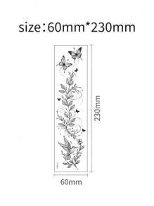10 张黑白野花纹身贴纸防水薰衣草高档纹身贴纸纸