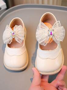 Zapatos de moda para niñas, nuevos zapatos para niños de primavera/otoño, zapatos de princesa con suela blanda y lazo estilo coreano