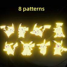 pokemon Pegatinas reflectantes de Pikachu de Pokemon - 8 diseños divertidos para coches, motocicletas, mochilas y talla grande, perfectos para fans, decoración de vehículos y agregar un toque lúdico a tu estilo