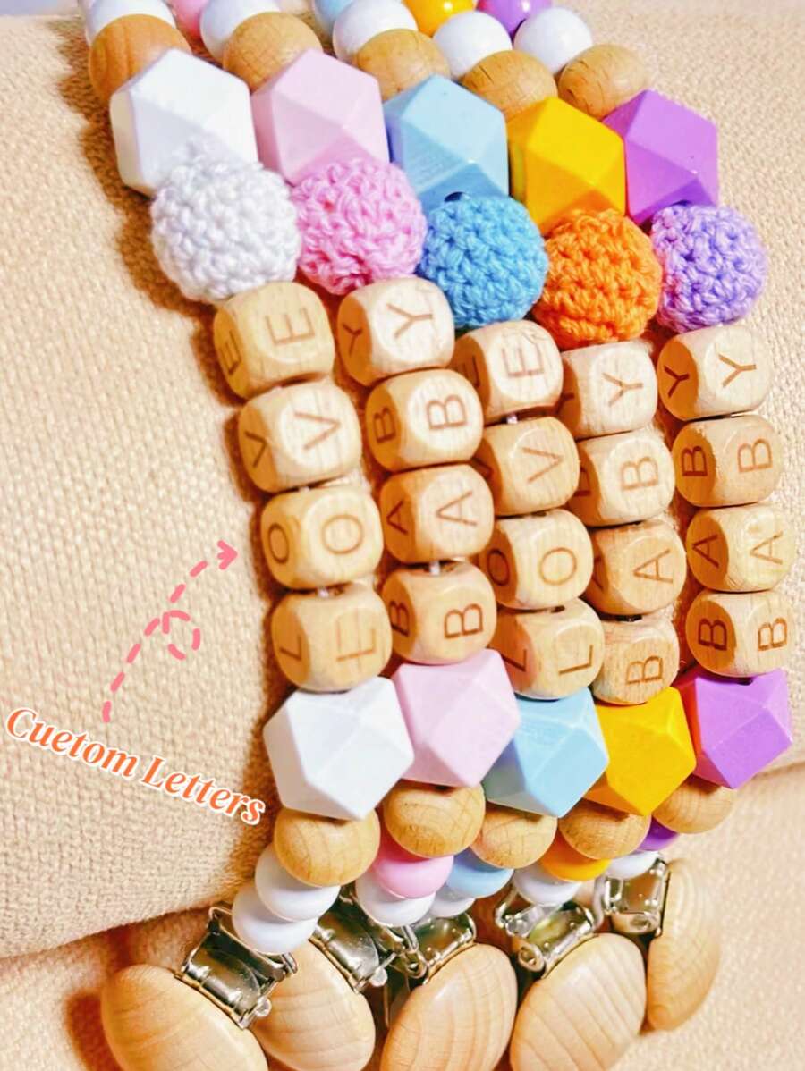 1 pieza Accesorio personalizado con clip y cadena, diseño personalizable, múltiples colores encantadores, material de madera, estilo Y2K, regalo pensado para familia y amigos, perfecto como regalo de Navidad o de vuelta al colegio