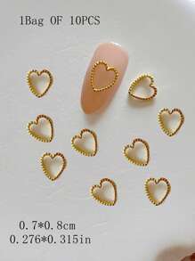 1 Pack Metal Jewelry Nail Art Accessories Heart 3D Nail Decorations