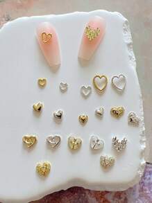 1 Pack Metal Jewelry Nail Art Accessories Heart 3D Nail Decorations