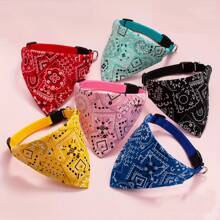 1pc Pet Multi-Color Fashion Printed Cat And Dog Scarf With Buckle - Keep Your Pet Clean And Stylish