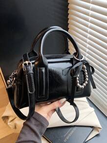 Women's Bag, High-Quality Shoulder Bag, 2025 Fashionable Crossbody Bag, Simple Small Square Bag+Hanging Decoration