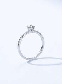 1pc 925 Sterling Silver Simple Dazzling Zirconia Finger Ring The Perfect Gift For Women's Holiday Or Anniversary