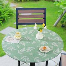 1pc Printed Round Tablecloth, Vinyl Flannel Backed Table Cover, 100% Waterproof And Oil-Resistant Plastic Tablecloth, Spring Flower Tablecloth, Round Elastic Edge, Suitable For Dinner Parties, Outdoors, And Picnics.