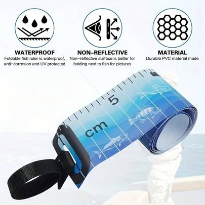 1pc Foldable Waterproof Fish Measuring Ruler - 90cm/35in - High Quality PVC Material - Fishing Accessory