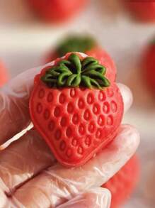 2pcs Strawberry Shaped Moon Cake Mold, Handheld Non-Stick Mold For Making Green Bean Ice Cream, Cartoon Baking Pastry Mold, 2 Pieces Set - 2 Pieces Of Strawberry 50g - View 4