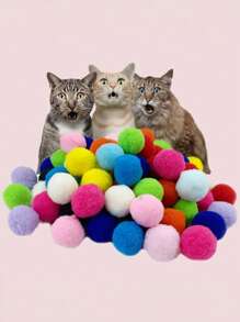 50 stuks kleurrijke interactieve pluche kattenliefhebber en kattenmoeder houden van speelgoedballen, kauwbestendige veer kattenliefhebber en kattenmoeder houden van trainingsspeelgoed, kattenliefhebber en kattenmoeder houden van en hondenliefhebber en hondenmoeder houden van entertainmentbenodigdheden