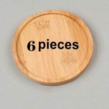 6 件套竹杯垫套装带支架，适用于咖啡桌，盆栽木制杯垫，办公桌保护，乔迁礼物，方圆形竹杯垫适用于花盆、饮料托盘、办公桌 P