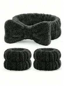 1 Face Wash Headband/2 Face Wash Wristbands/3 Sets Of Spa Headbands, Makeup Headbands, Face Wash Headbands, Skin Care Headbands, Bows, Bubbles, Spa Headbands, Wristbands, Sets Of Hair Accessories For Women And Girls Back To School
