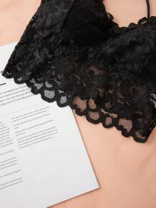 Conjunto de 5 piezas de ropa interior sexy de encaje, sujetador sin aros y camiseta, cómodo para primavera/verano