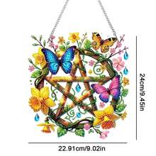 Kit de pintura de diamantes DIY con diseño de atrapasueños y mariposa - Juego de colgante de arte de gemas acrílicas con puntas de taladro de formas únicas, para decoración de pared del hogar, manualidades y suministros