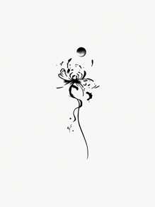 1 pieza Pegatina de tatuaje temporal con flor negra y reflejos y tinta de agua lavable, apta para personas de moda, tatuaje temporal falso para brazo y clavícula
