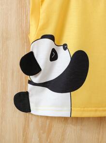 2pcs/Set Baby Boys' Sleeveless Panda Print Tank Top And Shorts, Suitable For Summer Outings