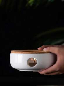 1pc Ceramic Candle Warmer Tea Pot Warmer, Fruit & Flower Tea Warmer, Warm Tea Pot Heater (Candle Not Included), Suitable For Gatherings, Ramadan, Holidays