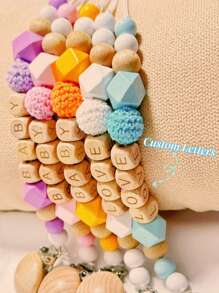 1 pieza Accesorio personalizado con clip y cadena, diseño personalizable, múltiples colores encantadores, material de madera, estilo Y2K, regalo pensado para familia y amigos, perfecto como regalo de Navidad o de vuelta al colegio