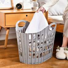 1pc Foldable Laundry Basket, Multifunctional Portable Dirty Clothes Storage, Large Capacity Storage Basket, Space Saving, Pink/Blue/Gray