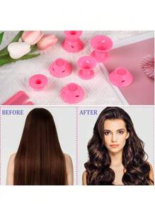 20件套粉色睡眠造型器、铃铛蘑菇卷发器套装，硅胶材质，卷发棒，免加热卷发器，卷发棒，美发产品及配件，适用于理发店、美容院、返校季、旅行度假等场合，卷发器，卷发梳，卷发器，卷发产品，卷发器，卷发卷发器，卷发工具，卷发器 - 粉色 - 查看 7