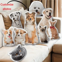 Customized Pet Photo Plush Pillow - Personalized Animal Shape Cushion Gift, Soft Polyester Knitted Fabric, Mixed Colors, Perfect Gift For Valentine's Day, Birthday, And Friends