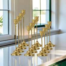 12/3 件复古金属烛台套装，锥形底部桌面烛台，优雅现代浪漫家居装饰烛台套装，适用于婚礼、晚宴、派对、家居装饰（不含蜡烛）