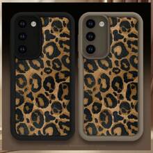 Funda protectora compatible con Samsung S25, S25 Plus, S24, S23, S22, S21 Ultra, S23, S21, S20FE, S21, S22, S23, S24, S25 Plus / A33 5G, A53 5G, A02, A03, de estampado de leopardo o guepardo simple, a prueba de golpes, con cobertura total, resistente al agua, a caídas y a arañazos, de color marrón