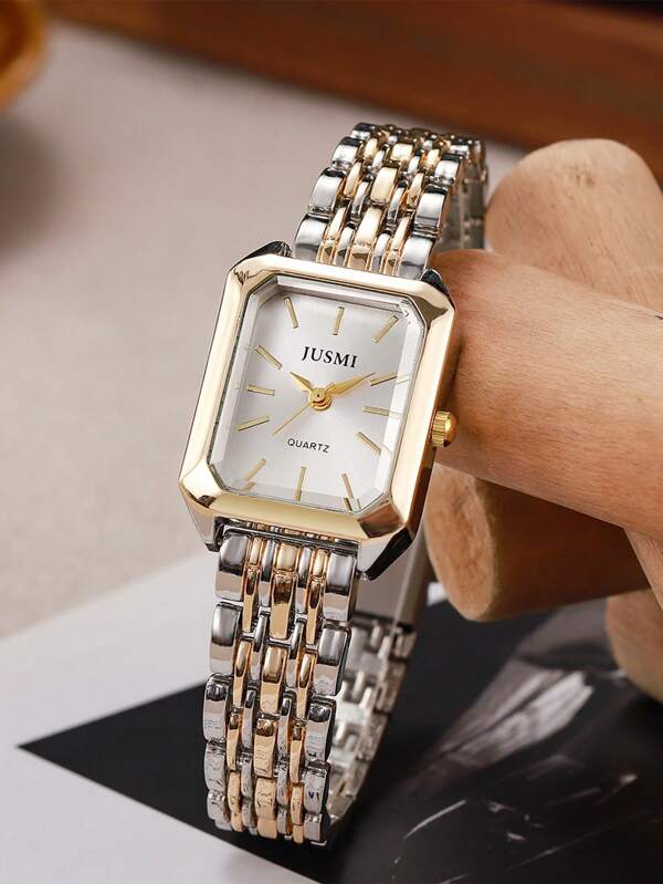 1pc Minimalist Fashion Bar Scale Dial High-Quality Steel Band Quartz Watch, Suitable As Birthday, Halloween, Year-End Promotion Gift