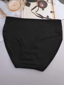 4 件装女士高腰牛奶丝运动三角裤内裤，黑色 - 黑色 - 查看 7