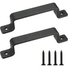2pcs Black Sliding Barn Door Handles - 7.4" PU Leather Gate Hardware With Mounting Screws For Interior/Outdoor Garage, Closet, Shed, And Drawer Doors - A - 2件黑色1 - 查看 1
