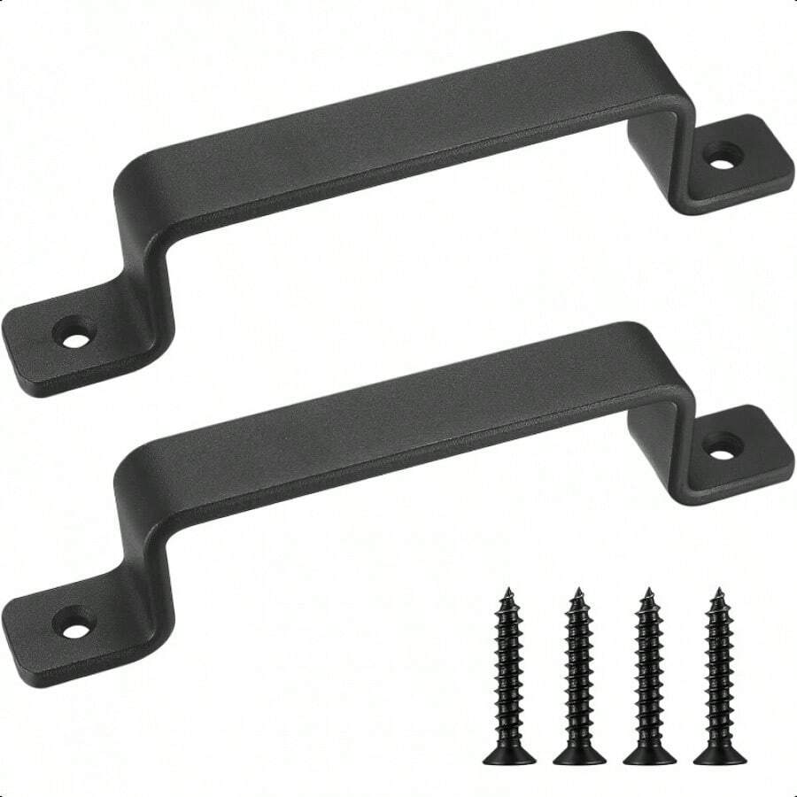 2pcs Black Sliding Barn Door Handles - 7.4" PU Leather Gate Hardware With Mounting Screws For Interior/Outdoor Garage, Closet, Shed, And Drawer Doors - A - 2件黑色1 - 查看 1