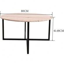 Round Coffee Table Tea Table Round Coffee Table For Living Room With Metal Legs, Black+White Oak - Black+white Oak - View 2