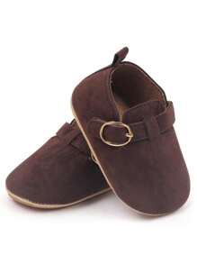 1 双婴儿鞋，可爱纯色针扣设计，适合室内外防滑学步，婴幼儿柔软平底鞋。