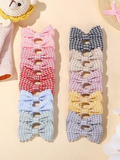 bilicaca 10/20 件套格子可爱女孩发夹，侧夹适合日常和旅行佩戴