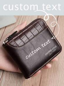 1 pieza Billetera personalizada con nombre para hombres, billetera de PU corta personalizada para hombres, billetera simple y portátil para tarjetas de crédito/ID, billetera de monedas con múltiples ranuras de moda para hombres, regalo ideal para compañeros de clase, novios, esposos, padres, ceremonia de graduación, Día de San Valentín, aniversario, Día del Padre