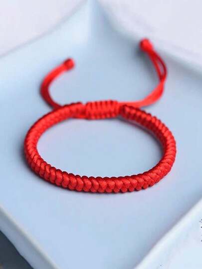 1 件幸运红绳和黑绳手链，编织结饰手链，适合儿童