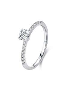 1pc 925 Sterling Silver Simple Dazzling Zirconia Finger Ring The Perfect Gift For Women's Holiday Or Anniversary