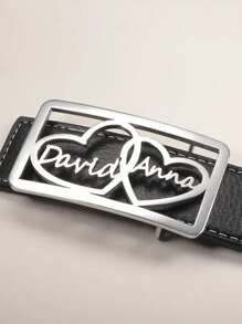 One Piece Of Custom Personalized 2 English Names Men's Belt Fashionable And Versatile Accessories, Father's Day Gift Birthday Anniversary Valentine's Day Perfect Gift, Custom Anniversary, Wedding Gift, Couple Handmade Art, Unique Souvenir, Couple Gift (Without Belt) - Multicolor - View 3